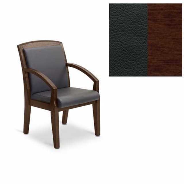 Кресло Юнитекс Граф для посетителя экокожа премиум черная CN1114/дерево-орех гамильтон