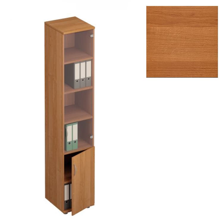 Шкаф для документов узкий со стеклом Юнитекс Формула (41x45x219) ФР 381 ОЕ ольха европейская