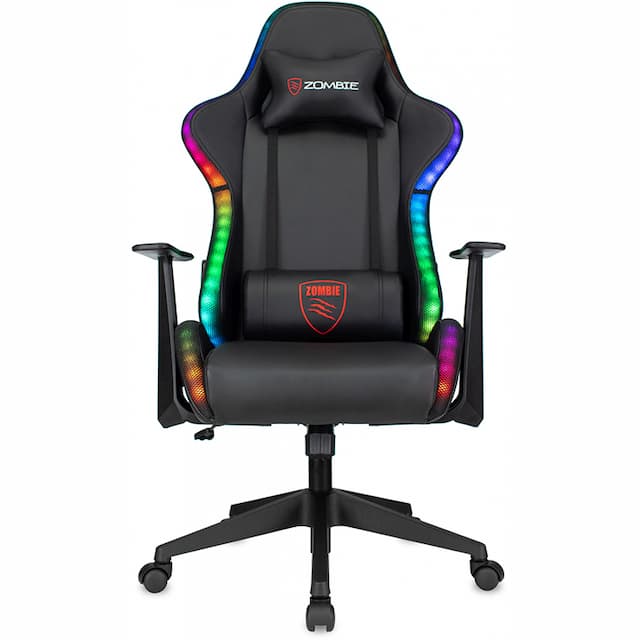 Кресло игровое Zombie GAME RGB черный эко.кожа/ткань с подголов. крестов. пластик пластик черный
