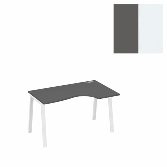 Стол эргономичный правый Юнитекс А4 "Классика" на металлокаркасе TRE А4 Б3 044 АР (140x90x75) антрацит премиум/металлокаркас белый