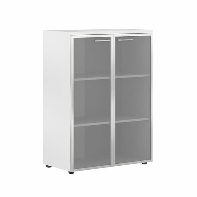 Шкаф со стеклянными дверьми в алюминиевой рамке с топом Skyland XMC 85.7 белый 856х432х1190 XTEN