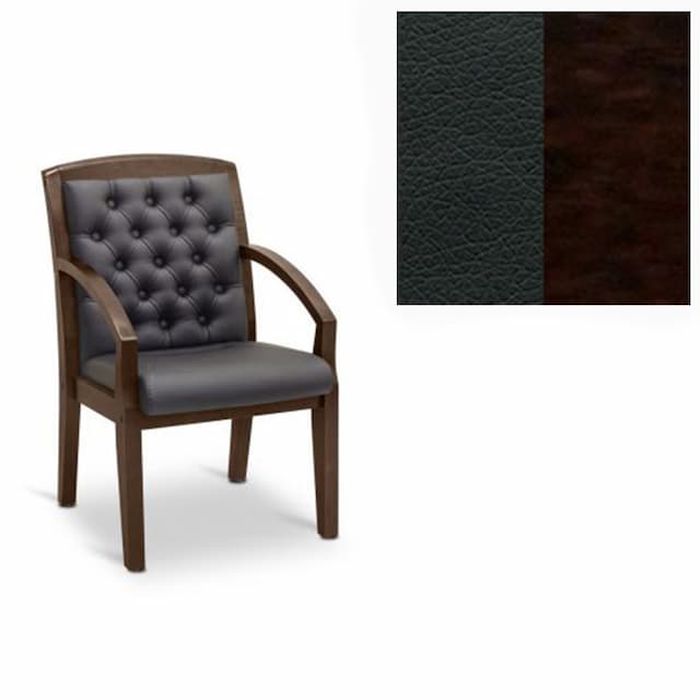 Кресло посетителя Юнитекс Граф+с утяжкой экокожа премиум черная CN1114/дерево-венге