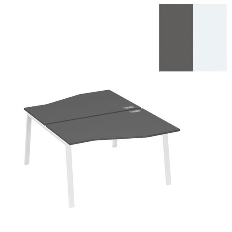 Рабочая станция Юнитекс А4 столы Техно (2х140) каркас TRE А4 Б3 190 АР (140x184x75) антрацит премиум/металлокаркас белый