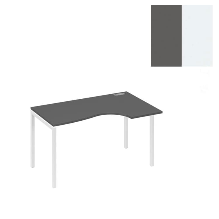 Стол эргономичный правый Юнитекс А4 "Классика" на металлокаркасе DUE А4 Б2 044 АР (140x90x75) антрацит премиум/металлокаркас белый