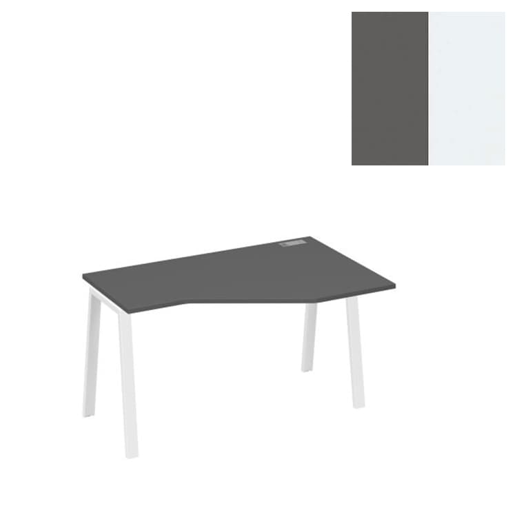 Стол эргономичный правый Юнитекс А4 "Техно" на металлокаркасе TRE А4 Б3 054 АР (140x90x75) антрацит премиум/металлокаркас белый
