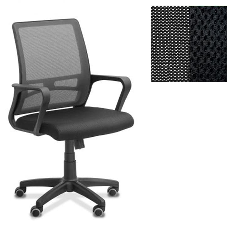 Офисное кресло для персонала Юнитекс Акцент сетка/ткань TW черная