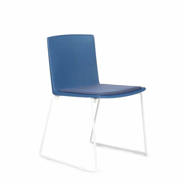 Кресло RV DESIGN Simple (X-19) белый каркас/ темно-синяя ткань