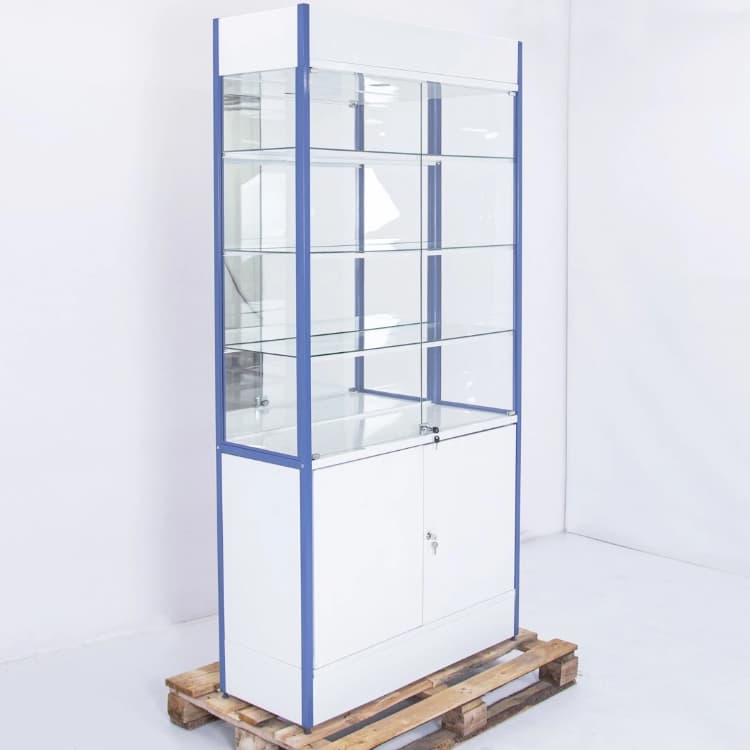 Шкаф-витрина остеклённая Русь ВС/ст.синие 1045х400х2120 арт. УТ-00090060 (Восстановленное 1 шт)