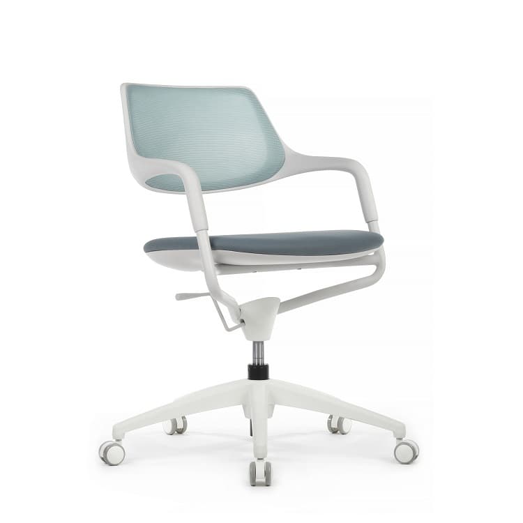 Кресло RV DESIGN Scroll (HY-813D) белый каркас / голубая спинка / серое сиденье