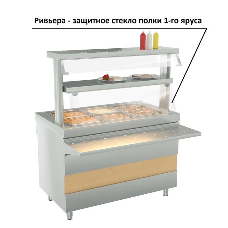 Защитное стекло ATESY Ривьера полки 1-го яруса  (1120мм)